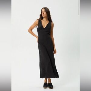 NWT AFENDS Womens Focus - Hemp Seersucker Maxi Dress - Black Sold Out Online